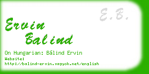 ervin balind business card