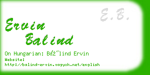 ervin balind business card